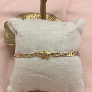 Elephant bracelet three tone gold plated jewelry